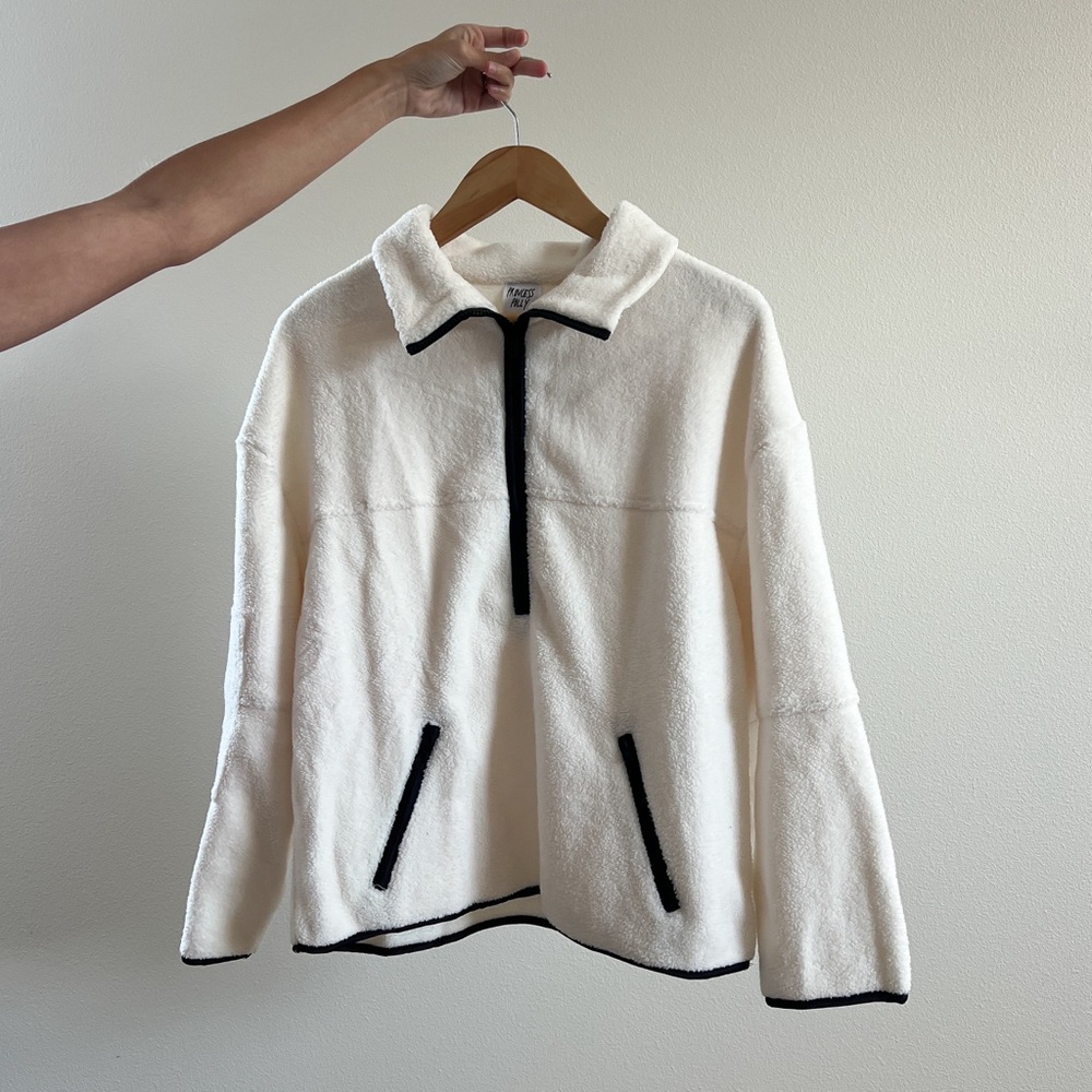Princess Polly Polar Fleece Sweater in Cream color